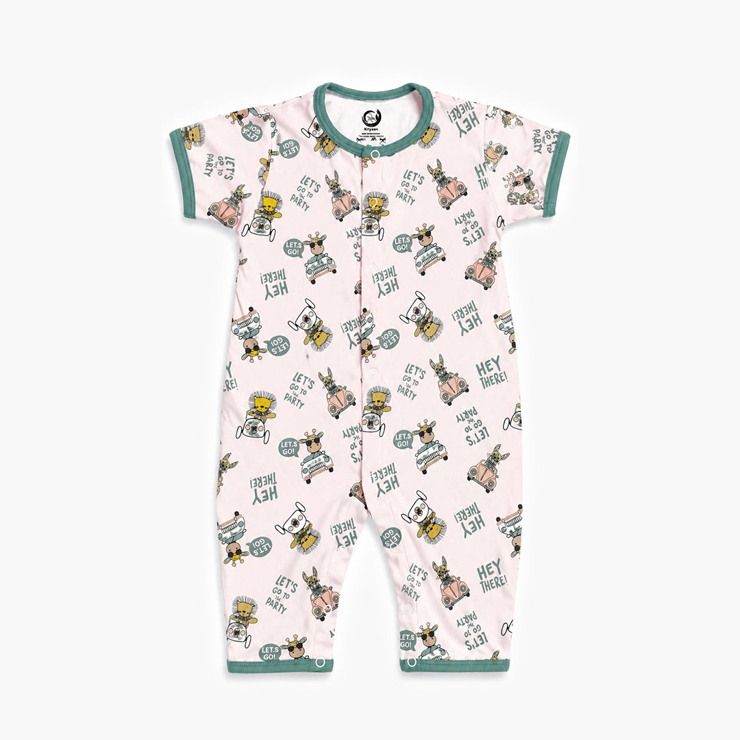Kriyaan Animal Print Cotton Sleepsuit - Mint