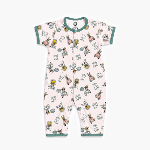 Kriyaan Animal Print Cotton Sleepsuit - Mint