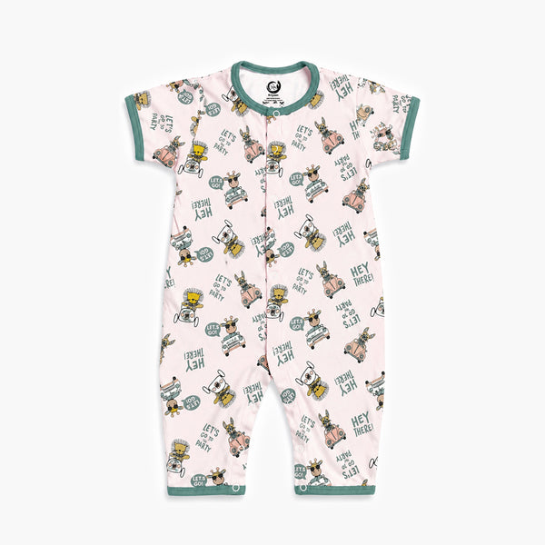 Kriyaan Animal Print Cotton Sleepsuit - Mint